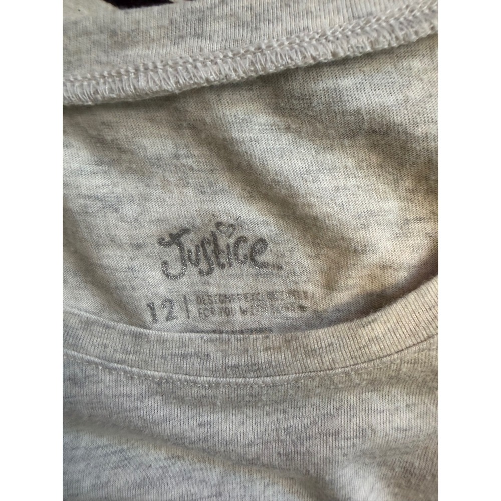 Justice Girls Grey Shine Star Graphic Tee and Camo Paperbag Shorts Set Size 10 - Picture 2 of 3